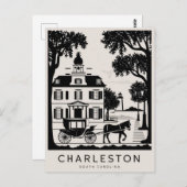 Charleston, South Carolina Zwart-wit Briefkaart (Voorkant / Achterkant)