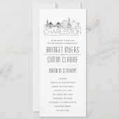 Charleston Stylized Skyline | Weddenschap-programm Kaart (Voorkant)