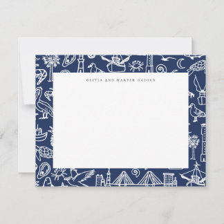 Charleston Toile Border Marine Blauw Dank u Kaart