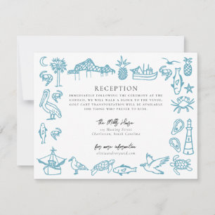 Charleston Toile Border Receptie Informatie Kaart Notitiekaartje
