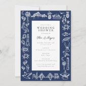 Charleston Toile Marine Blue Shower Invitation (Devant)