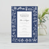 Charleston Toile Marine Blue Shower Invitation (Debout devant)