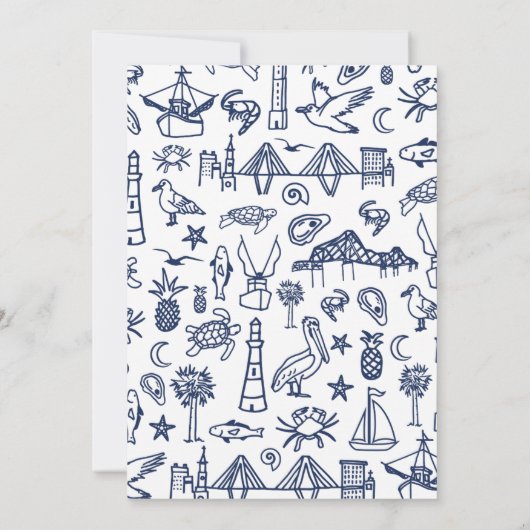 Charleston Toile Marine Blue Shower Invitation (Dos)