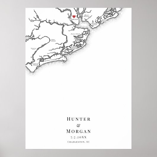 Charleston Wedding Elegant Kaart Gastboek Poster (Voorkant)