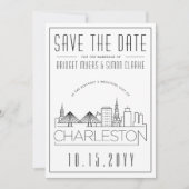 Charleston Wedding Stylized Skyline Save the Date Kaart (Voorkant)