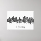 Charleston West Virginia Skyline BW Canvas Afdruk (Voorkant)
