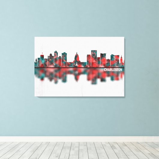 Charleston West Virginia Skyline Canvas Afdruk (Insitu (Houten vloer))