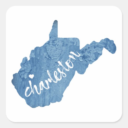 Charleston West Virginia Wood Grain Vierkante Sticker (Voorkant)