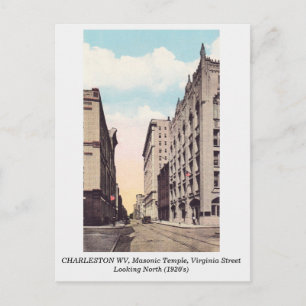 Charleston WV 1920s Masonic Temple Virginia Street Briefkaart