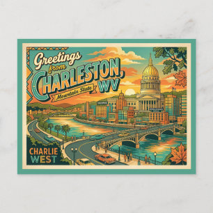 Charleston WV Charlie West Vintage Stijl Ansichtka Briefkaart
