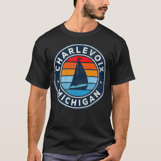 Charlevoix Michigan MI  Zeilboot Retro 70s T-shirt
