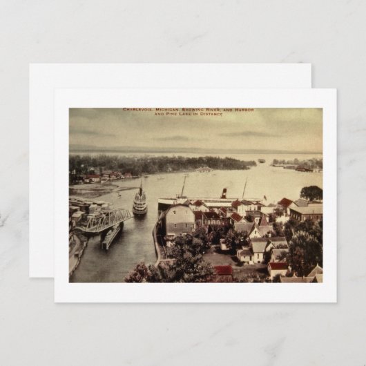 Charlevoix, Michigan, Showing River en Harbour Briefkaart (Voorkant / Achterkant)