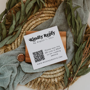 CHARLI Modern Minimalist QR Code RSVP Square Kaart Vierkante Visitekaartje