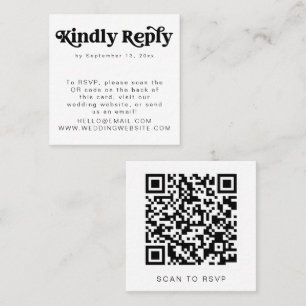 CHARLI Retro Groovy 70's QR Code RSVP Square Kaart Vierkante Visitekaartje