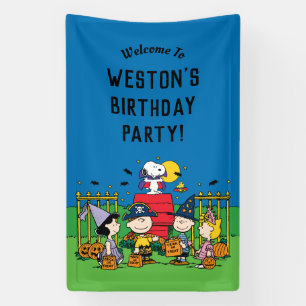 Charlie Brown en Bende Halloween Verjaardagsfeestj Spandoek