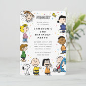 Charlie Brown en de groep Confetti Verjaardag Kaart (Staand voorkant)
