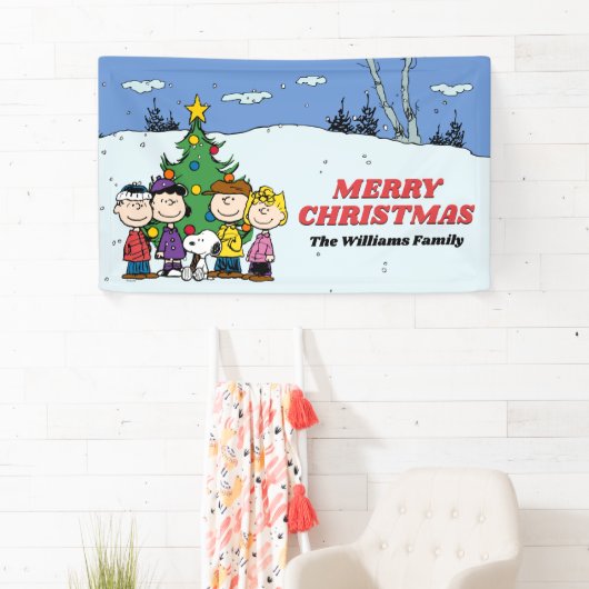 Charlie Brown en Friends Kerstmis Spandoek (Insitu)