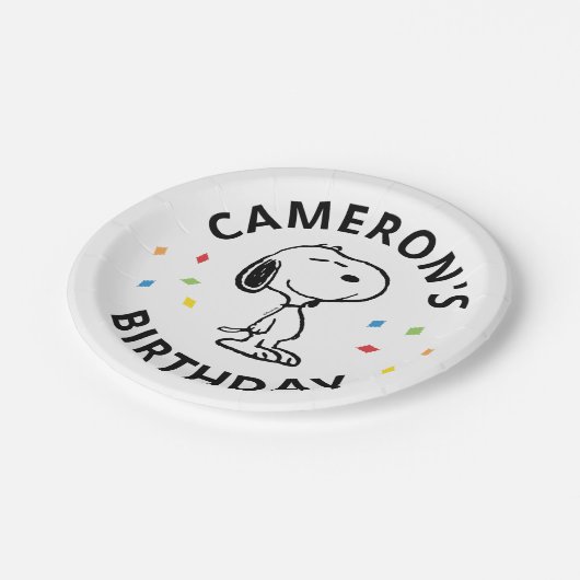Charlie Brown en Gang Confetti Verjaardag Papieren Bordje (Gekanteld)