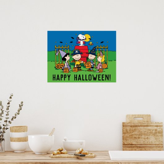 Charlie Brown en Gang Halloween Party Poster (Keuken)