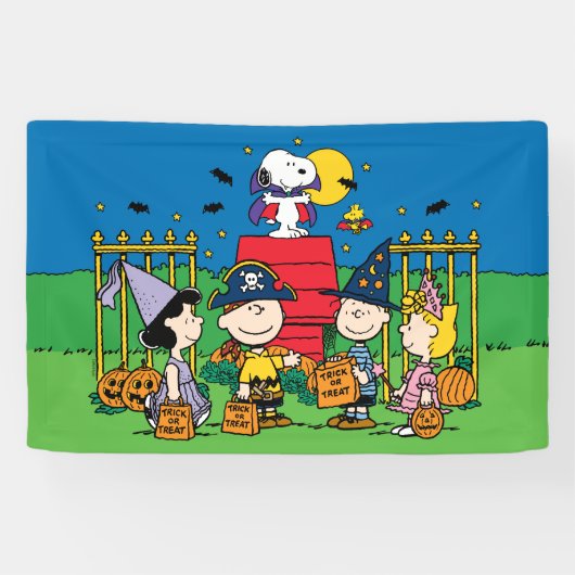Charlie Brown en Gang Halloween Spandoek (Horizontaal)