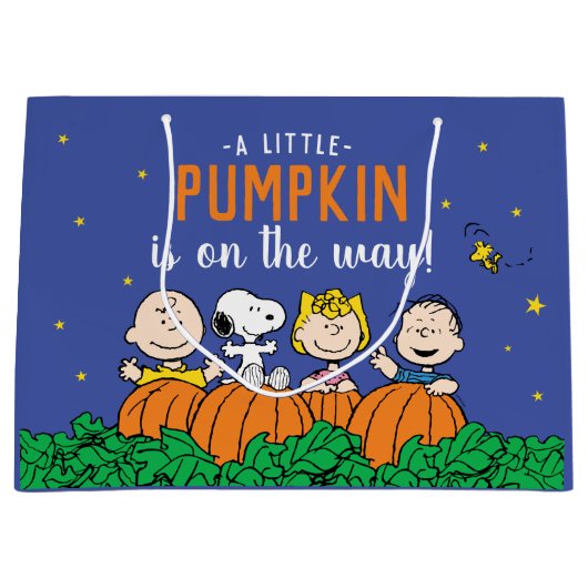 Charlie Brown en Gang Pumpkin Baby shower Groot Cadeauzakje (Voorkant)