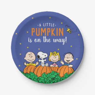 Charlie Brown en Gang Pumpkin Baby shower Papieren Bordje