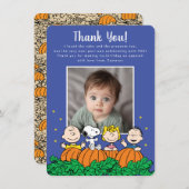Charlie Brown en Gang Pumpkin First Birthday Bedankkaart (Voorkant / Achterkant)