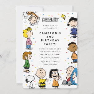 Charlie Brown en Gang Verjaardagsfeest Confetti Kaart