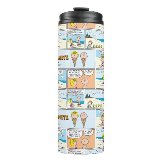Charlie Brown en Sally Ice Cream op het strand Thermosbeker (Voorkant)