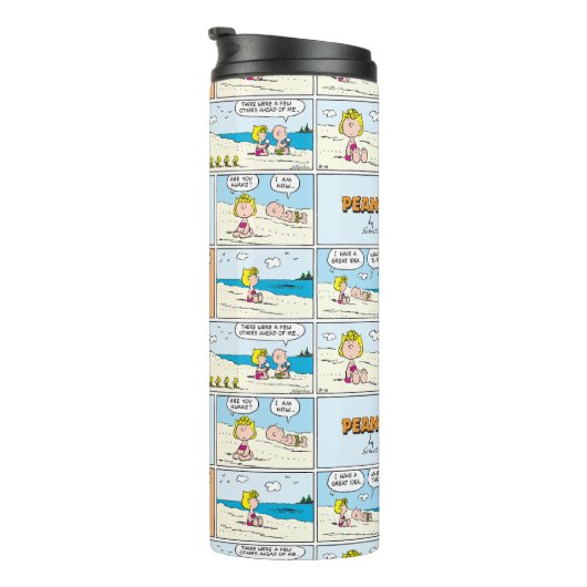 Charlie Brown en Sally Ice Cream op het strand Thermosbeker (Geroteerd rechts)