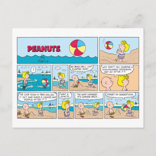 Charlie Brown en Sally op het strand Briefkaart (Voorkant)