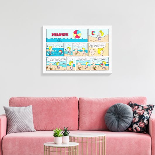 Charlie Brown en Sally op het strand Canvas Afdruk (Insitu (Woonkamer))