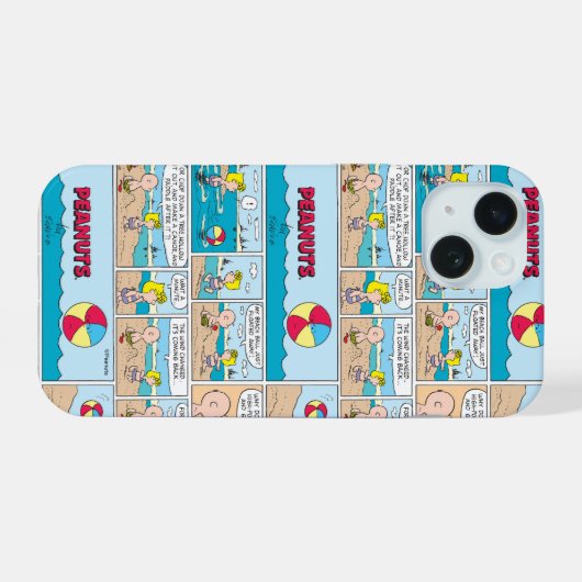 Charlie Brown en Sally op het strand iPhone 15 Hoesje (Achterkant horizontaal)