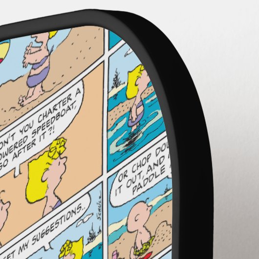 Charlie Brown en Sally op het strand Pickleball Paddle (Links Detail)