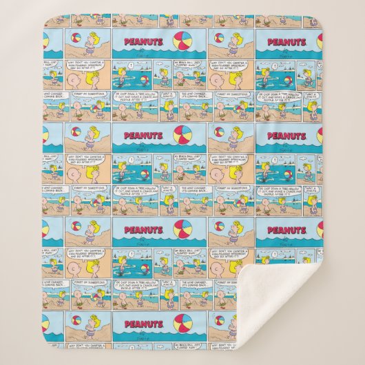 Charlie Brown en Sally op het strand Sherpa Deken (Voorkant)