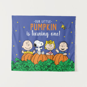 Charlie Brown en Troep Pompoen 1e Verjaardag Wandkleed