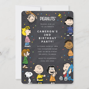 Charlie Brown & Gang Chalkboard Confetti Verjaarda Kaart