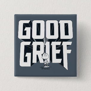 Charlie Brown "Good Grief" Rock Band T-shirt Graph Vierkante Button 5,1 Cm