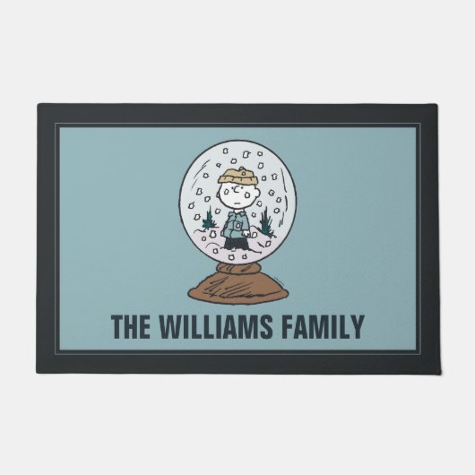Charlie Brown Snow Wereldbol Graphic Deurmat (Voorkant)