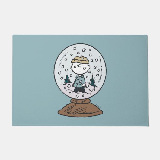 Charlie Brown Snow Wereldbol Graphic Deurmat (Voorkant)