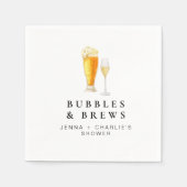 CHARLIE Bubbles & Brews Koppels Bruiloft Verwelkom Servet (Voorkant)