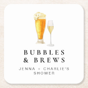 CHARLIE Bubbles & Brews Koppels Douche Welkom Vierkante Kartonnen Onderzetter
