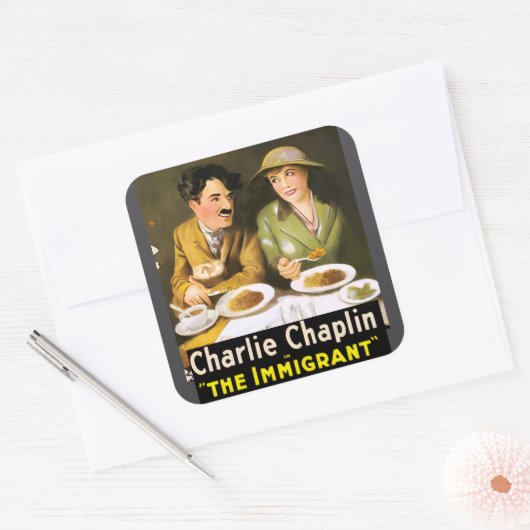 Charlie Chaplin, de Sticker van de immigranten (Envelop)