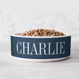 Charlie Classic Naam Monogram | Marineblauw Voerbakje