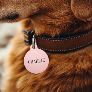 Charlie Classic Naam Monogram Roze Huisdierpenning
