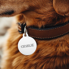 Charlie Classic Naam Monogram | Wit Huisdierpenning
