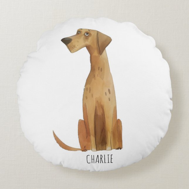 Charlie Dog Rond Kussen (Voorkant)