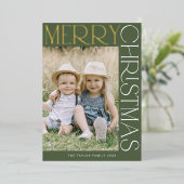 CHARLIE Green Gold Folie Fun Foto Vrolijk Kerstfee Folie Feestdagenkaart (Staand Voorkant)
