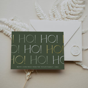 CHARLIE Green Gold Folie Ho Ho Familie Kerstmis Feestdagenkaart