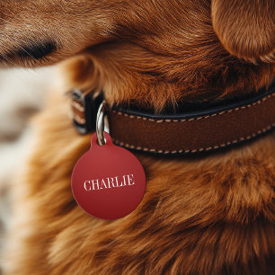 Charlie Klassieke Naam Monogram Rood Huisdierpenning